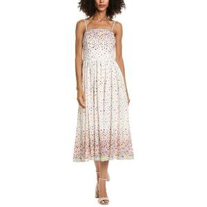 Max Studio Womens  Spaghetti Strap Straight Neck Midi Dress, White